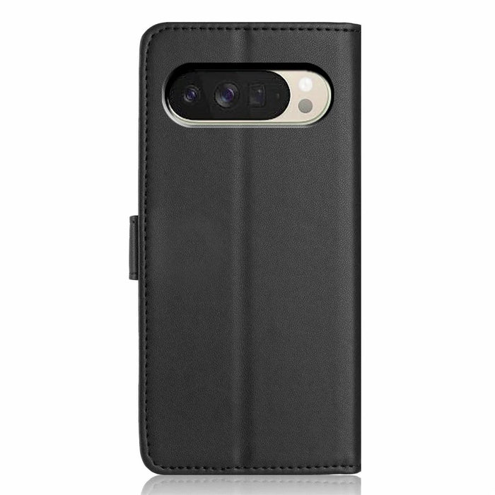 For Google Pixel 10 Pro XL / 9 Pro XL Wallet Case with Strap / Multiple Card Slots Solid Color Leather Stand Phone Cover - Black - 7