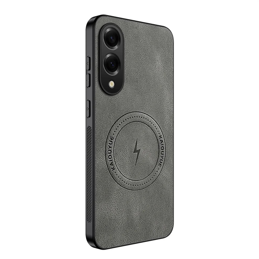 WANLONFENG SD1 Series For Samsung Galaxy S25 Edge Magnetic Case Nappa Texture PC TPU Phone Cover - Grey - 1