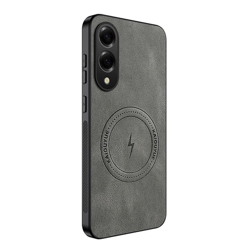 WANLONFENG SD1 Series For Samsung Galaxy S25 Edge Magnetic Case Nappa Texture PC TPU Phone Cover - Grey - 1