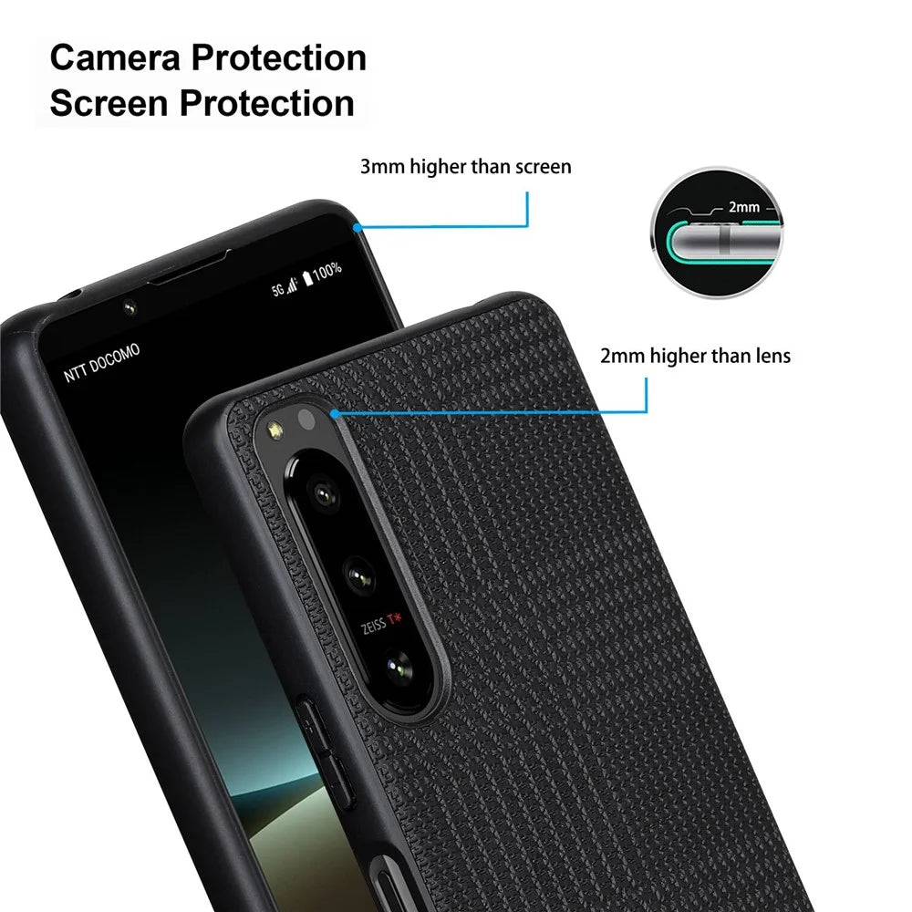 VILI TH Series Cellphone Case for Sony Xperia 1 IV 5G Anti-collision PU Leather Coated PC+TPU Protective Phone Cover - Black - 2