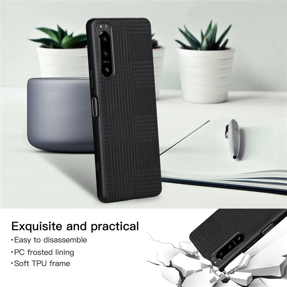 VILI TH Series Cellphone Case for Sony Xperia 1 IV 5G Anti-collision PU Leather Coated PC+TPU Protective Phone Cover - Black - 3