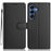 For Samsung Galaxy S25 Wallet Case with Strap / Multiple Card Slots Solid Color Leather Stand Phone Cover - Black - 1