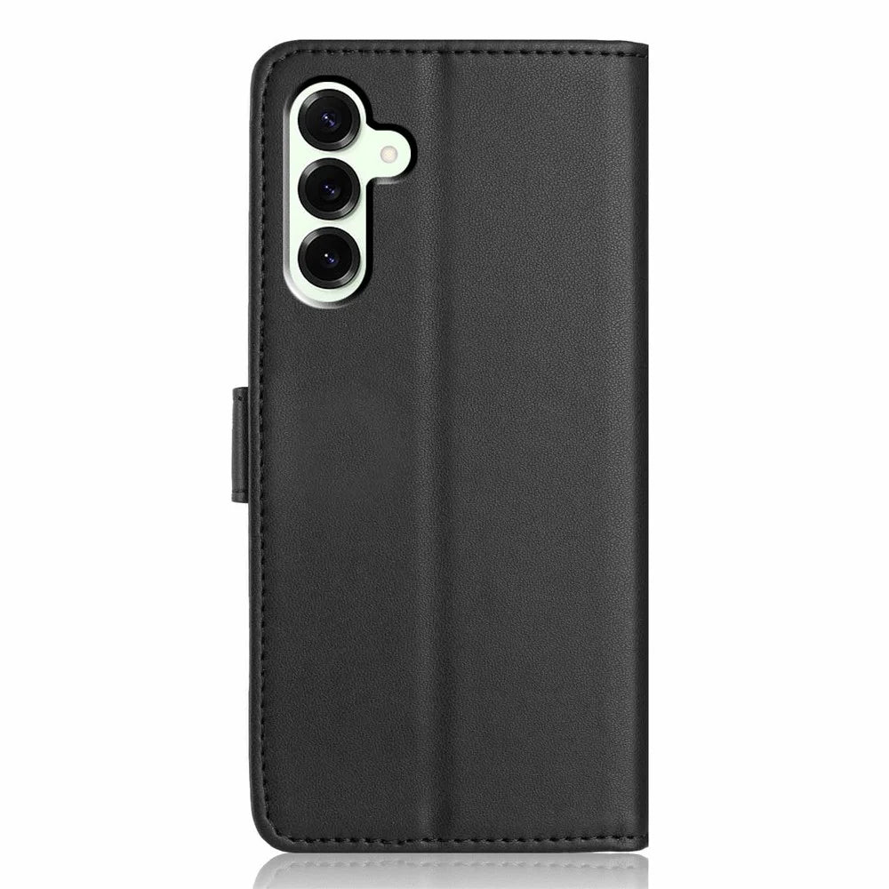 For Samsung Galaxy S25+ Wallet Case with Strap / Multiple Card Slots Solid Color Leather Stand Phone Cover - Black - 7