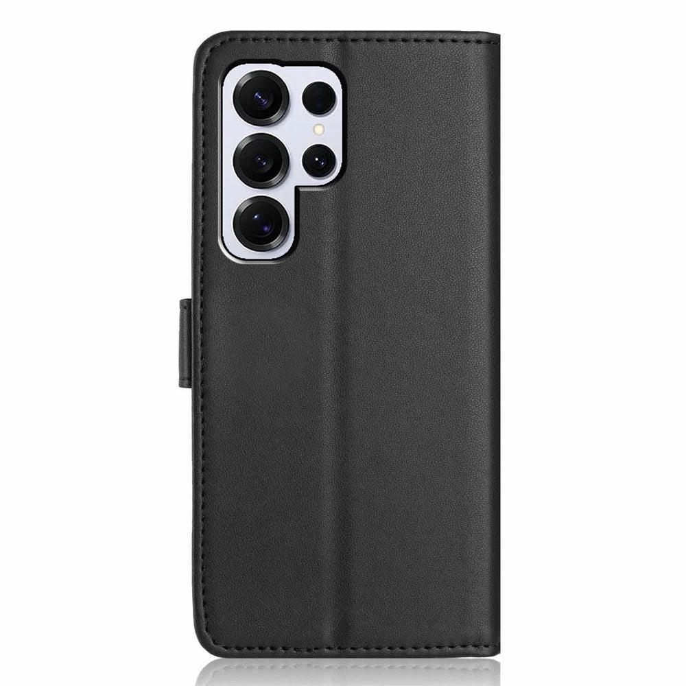 For Samsung Galaxy S25 Ultra Wallet Case with Strap / Multiple Card Slots Solid Color Leather Stand Phone Cover - Black - 7
