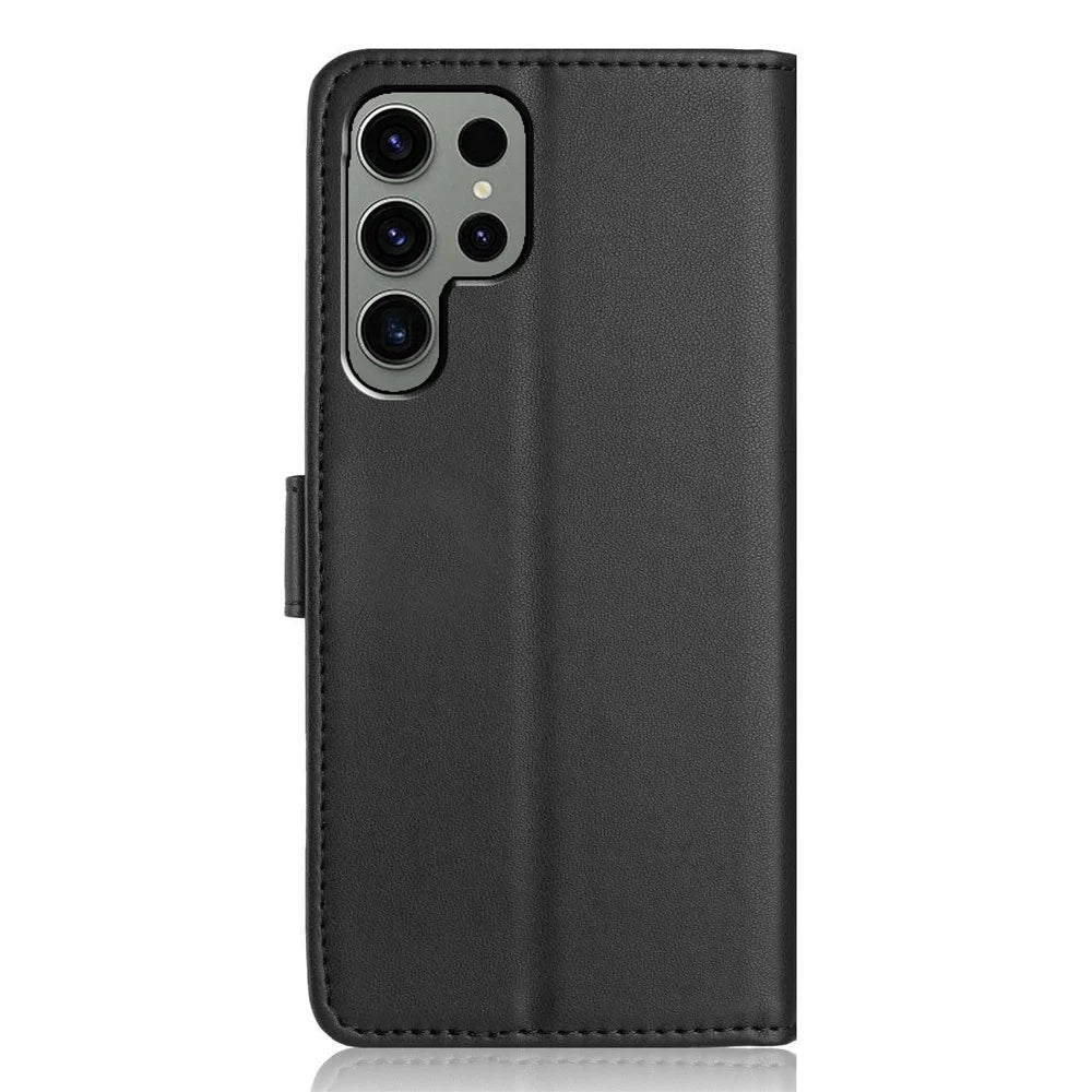 For Samsung Galaxy S24 Ultra Wallet Case with Strap / Multiple Card Slots Solid Color Leather Stand Phone Cover - Black - 7