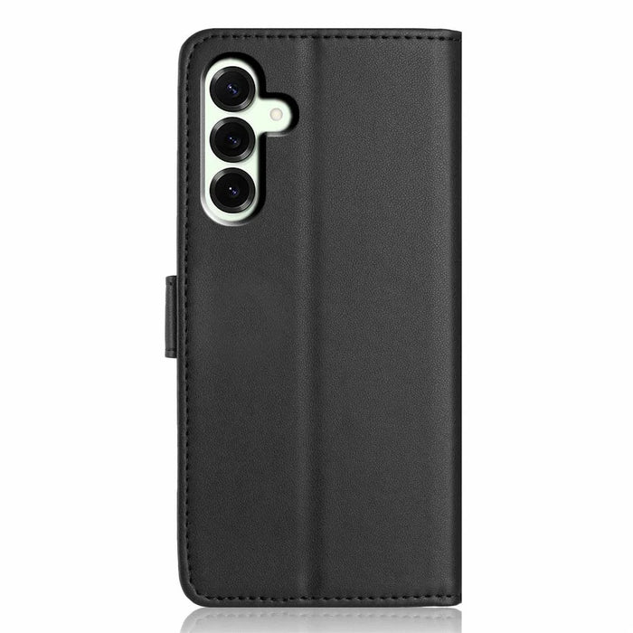 For Samsung Galaxy S25 FE Wallet Case with Strap / Multiple Card Slots Solid Color Leather Stand Phone Cover - Black - 7