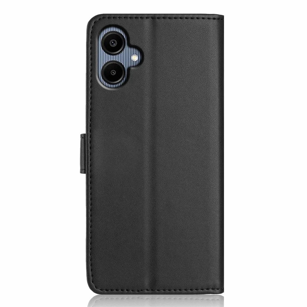 For Samsung Galaxy A05 4G Wallet Case with Strap / Multiple Card Slots Solid Color Leather Stand Phone Cover - Black - 7