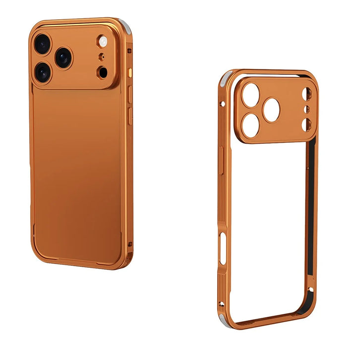 For iPhone 17 Pro Max Bumper Case Heat Dissipation Aluminium Alloy Phone Shell with Buckle / Camera Lid - Orange - 2