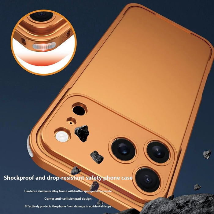 For iPhone 17 Pro Max Bumper Case Heat Dissipation Aluminium Alloy Phone Shell with Buckle / Camera Lid - Orange - 3