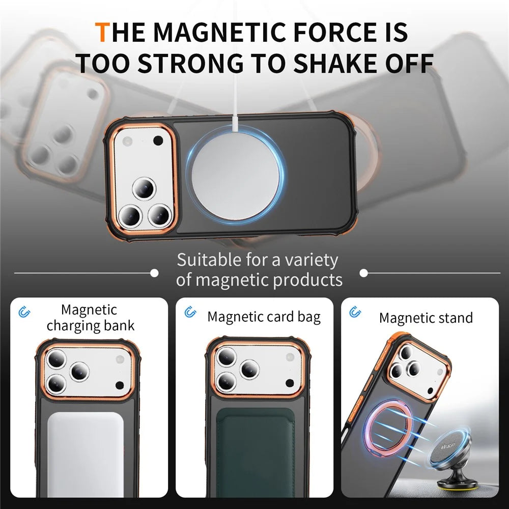 For iPhone 18 Pro Max / 17 Pro Max Case Compatible with MagSafe Skin Touch Airbag Anti Drop TPU + PC Phone Cover - Orange - 3