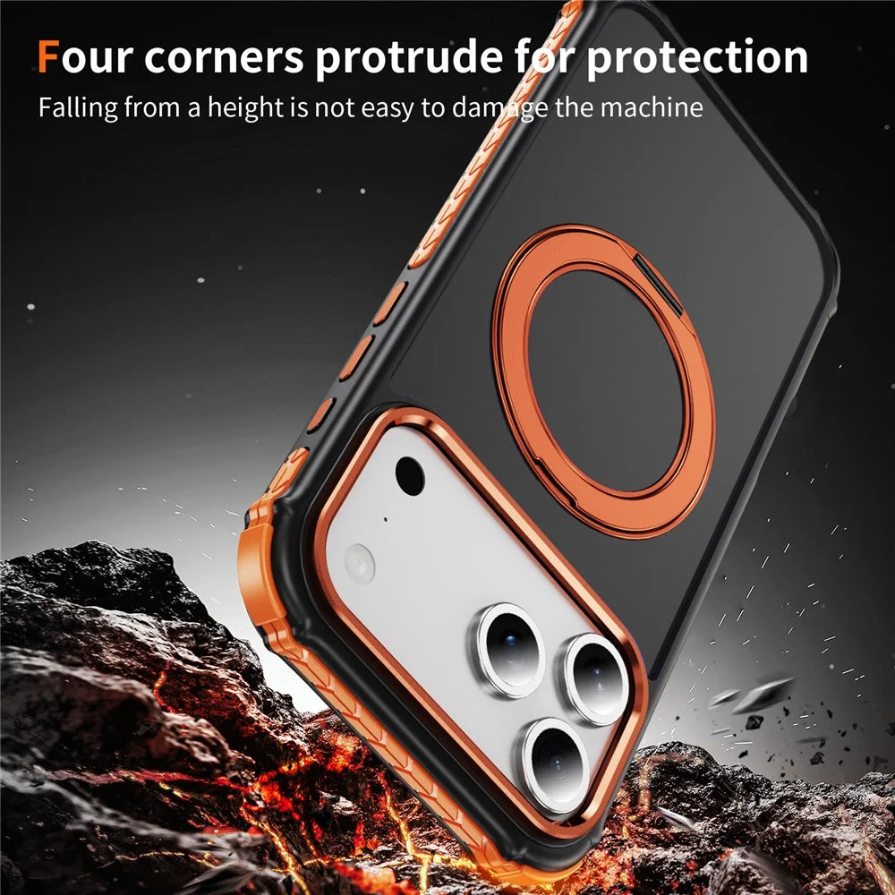 For iPhone 18 Pro Max / 17 Pro Max Case Compatible with MagSafe Skin Touch Airbag Anti Drop TPU + PC Phone Cover - Orange - 4