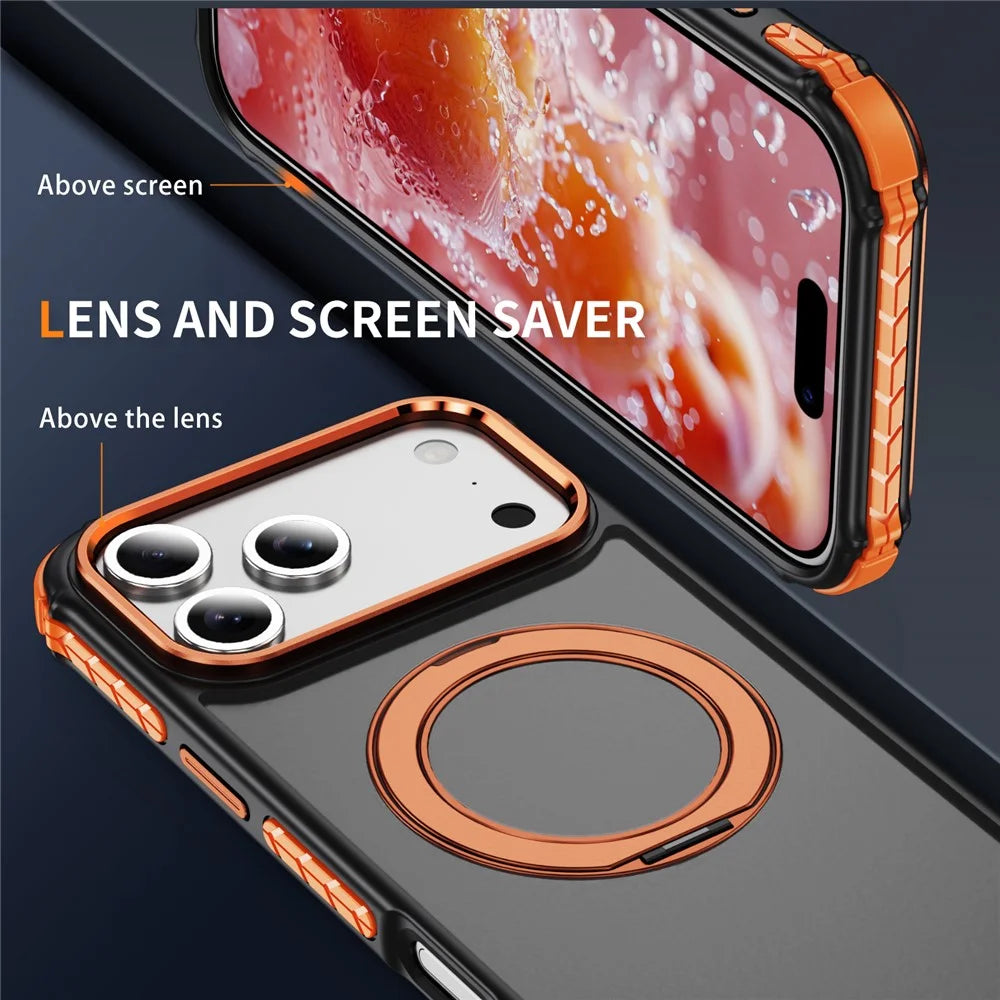 For iPhone 18 Pro Max / 17 Pro Max Case Compatible with MagSafe Skin Touch Airbag Anti Drop TPU + PC Phone Cover - Orange - 5