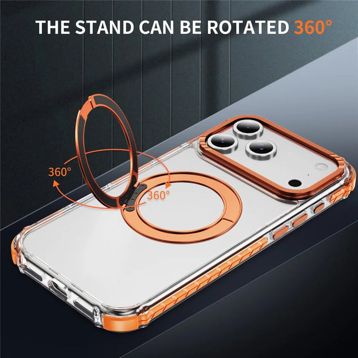 For iPhone 18 Pro / 17 Pro Case Compatible with MagSafe Airbag Anti Drop TPU + PC Clear Phone Cover - Orange - 2