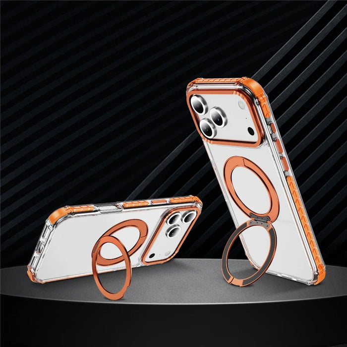 For iPhone 18 Pro / 17 Pro Case Compatible with MagSafe Airbag Anti Drop TPU + PC Clear Phone Cover - Orange - 6