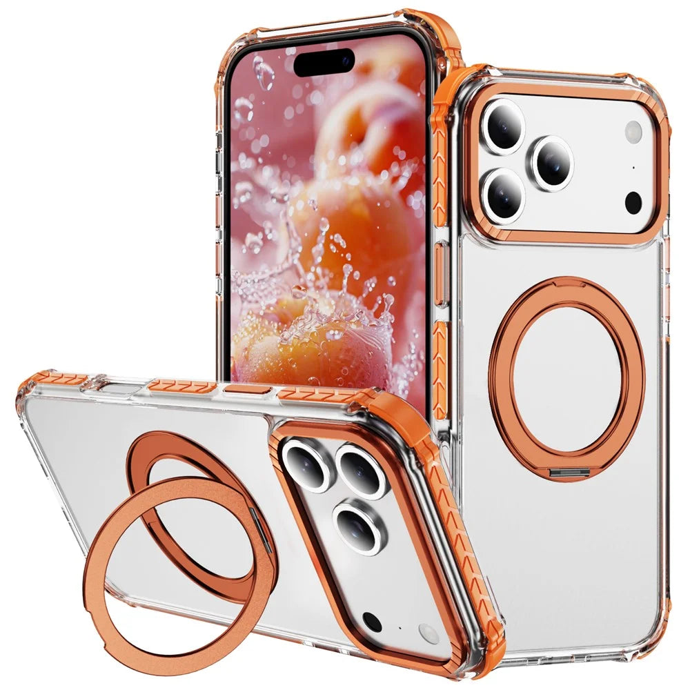 For iPhone 18 Pro Max / 17 Pro Max Case Compatible with MagSafe Airbag Anti Drop TPU + PC Clear Phone Cover - Orange - 1