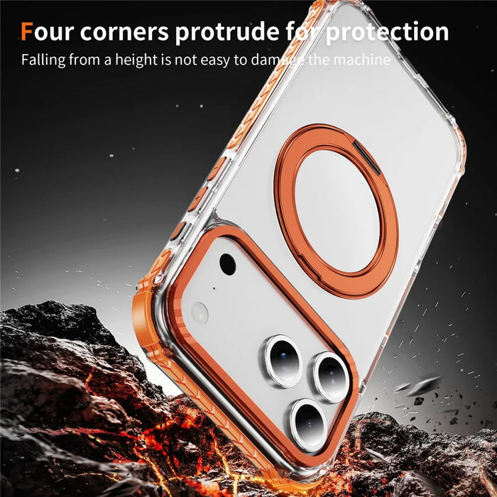 For iPhone 18 Pro Max / 17 Pro Max Case Compatible with MagSafe Airbag Anti Drop TPU + PC Clear Phone Cover - Orange - 4