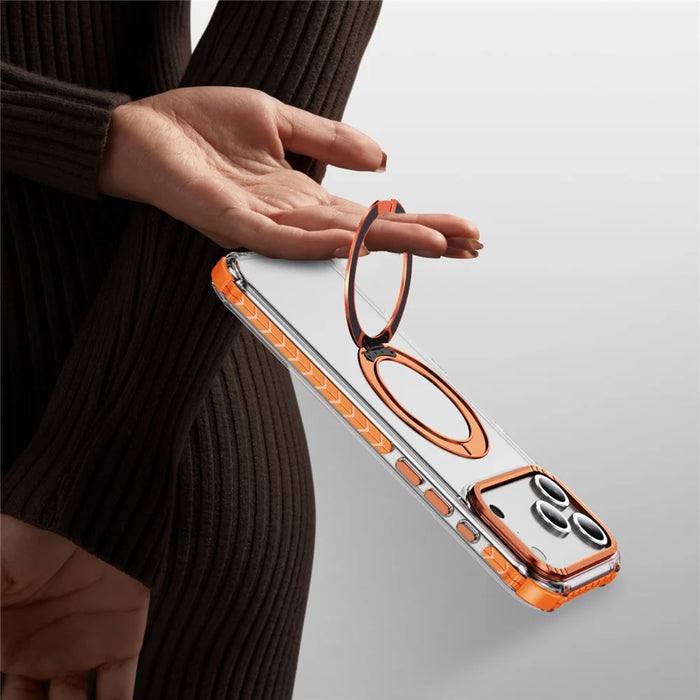 For iPhone 18 Pro Max / 17 Pro Max Case Compatible with MagSafe Airbag Anti Drop TPU + PC Clear Phone Cover - Orange - 7