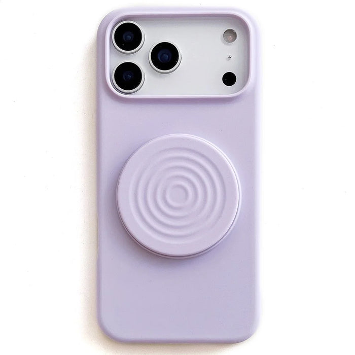 For iPhone 17 Pro Silicone Case Wave Pattern Folding Kickstand Phone Cover Built-In Soft Fabric Lining - Light Purple - 1