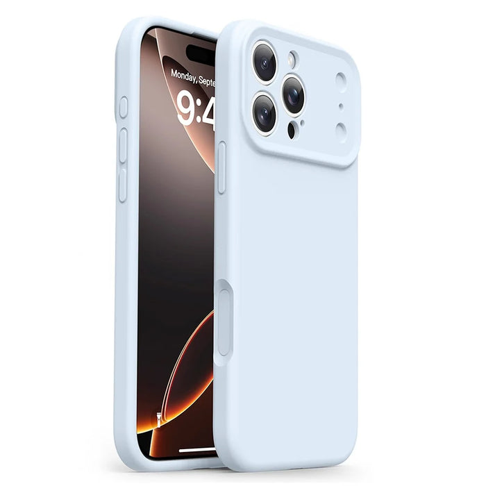 For iPhone 16 Pro Max Liquid Silicone Case Upgraded to 17 Design Style Shockproof Phone Cover - Light Cyan - 1