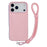 For iPhone 18 Pro / 17 Pro Case Soft Microfiber Lining Liquid Silicone + PC Phone Cover with Wrist Strap - Pink - 1