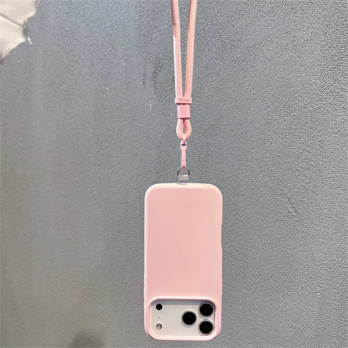 For iPhone 18 Pro / 17 Pro Case Soft Microfiber Lining Liquid Silicone + PC Phone Cover with Wrist Strap - Pink - 4