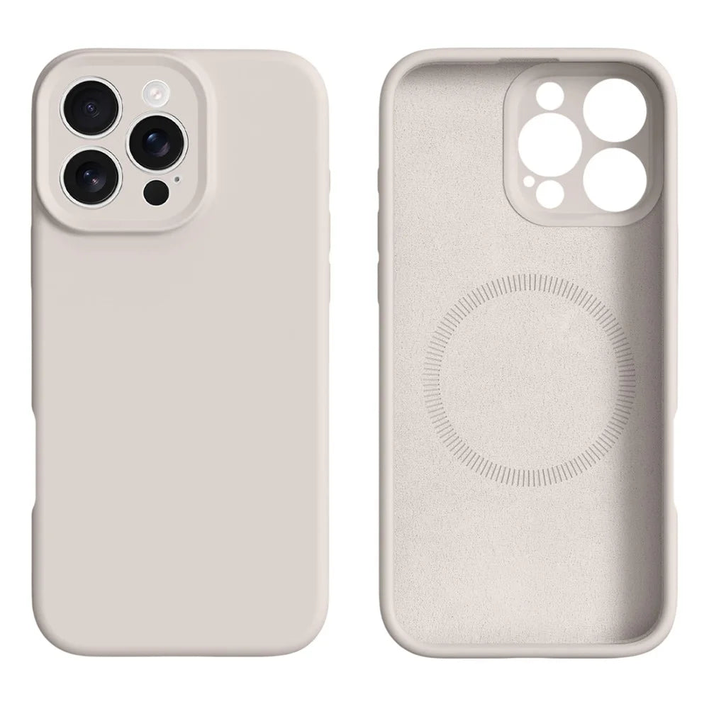 For iPhone 16 Pro Max Case Compatible with MagSafe Precise Cutouts Liquid Silicone Protective Back Cover - Antique White - 1