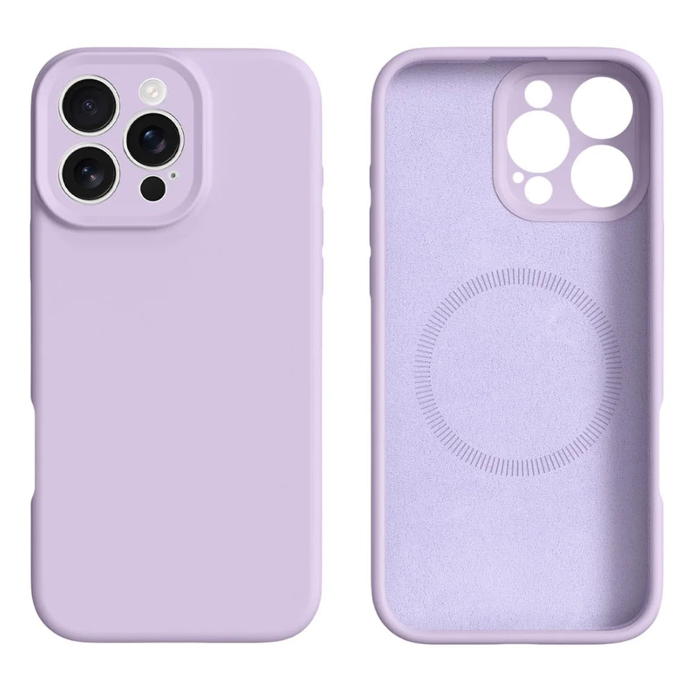 For iPhone 16 Pro Case Compatible with MagSafe Precise Cutouts Liquid Silicone Protective Back Cover - Light Purple - 1
