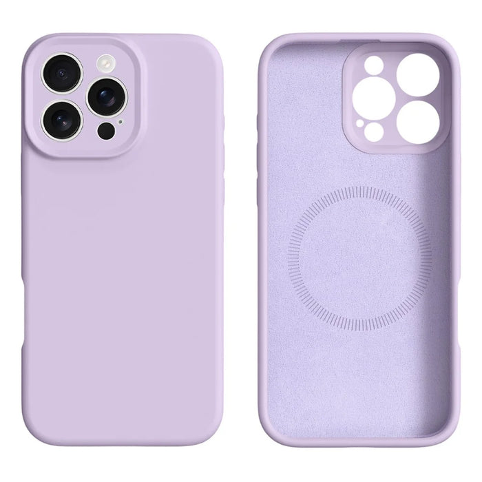 For iPhone 16 Pro Case Compatible with MagSafe Precise Cutouts Liquid Silicone Protective Back Cover - Light Purple - 1
