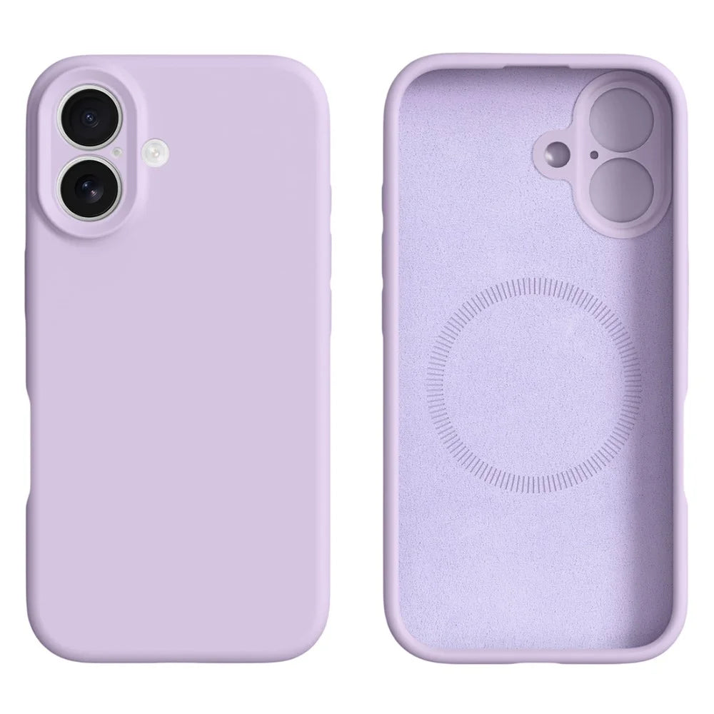 For iPhone 16 Case Compatible with MagSafe Precise Cutouts Liquid Silicone Protective Back Cover - Light Purple - 1