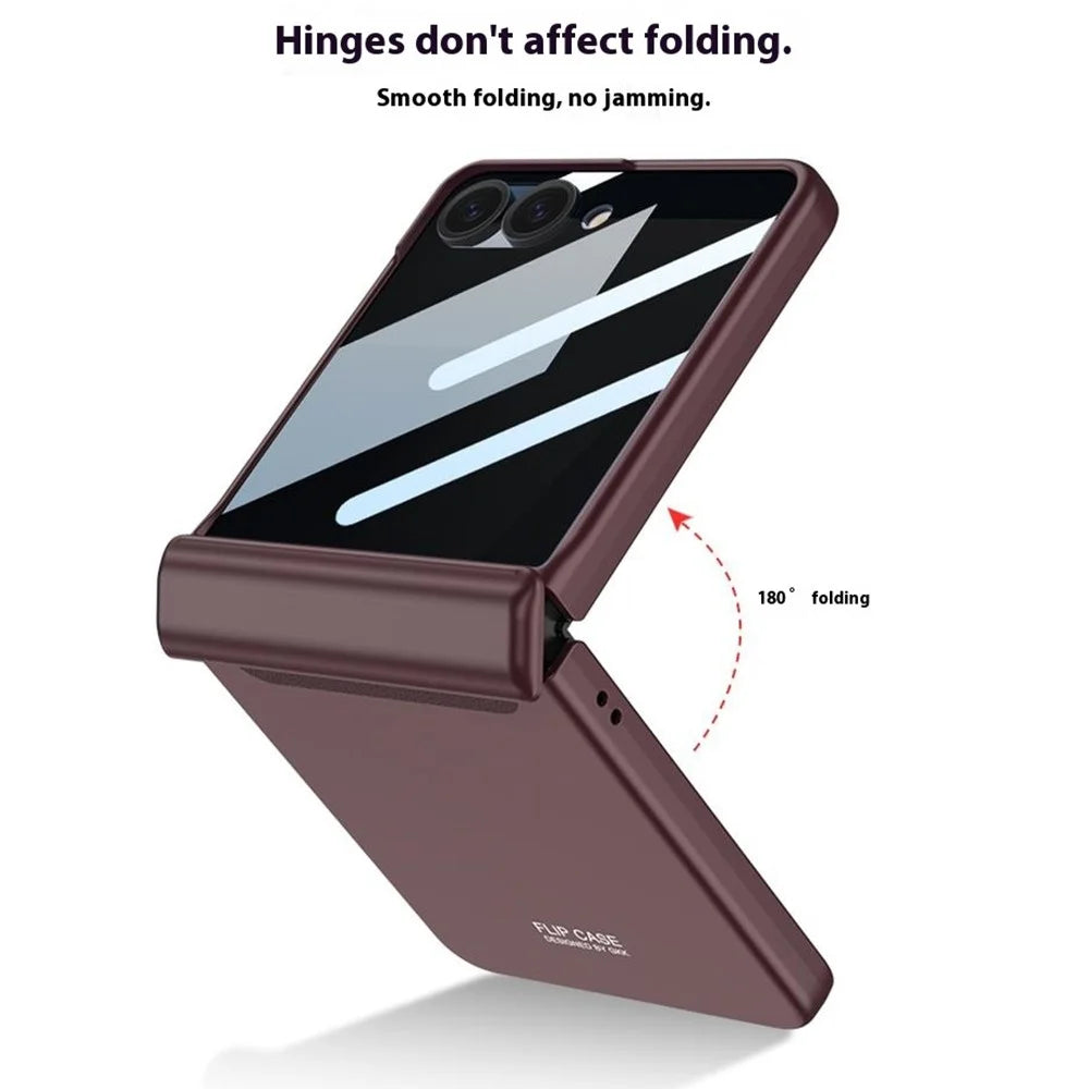 GKK For Samsung Galaxy Z Flip7 5G Case Magnetic Hinge Protection PC Phone Cover with Anti-Spy Tempered Glass Film - Matcha Green - 4