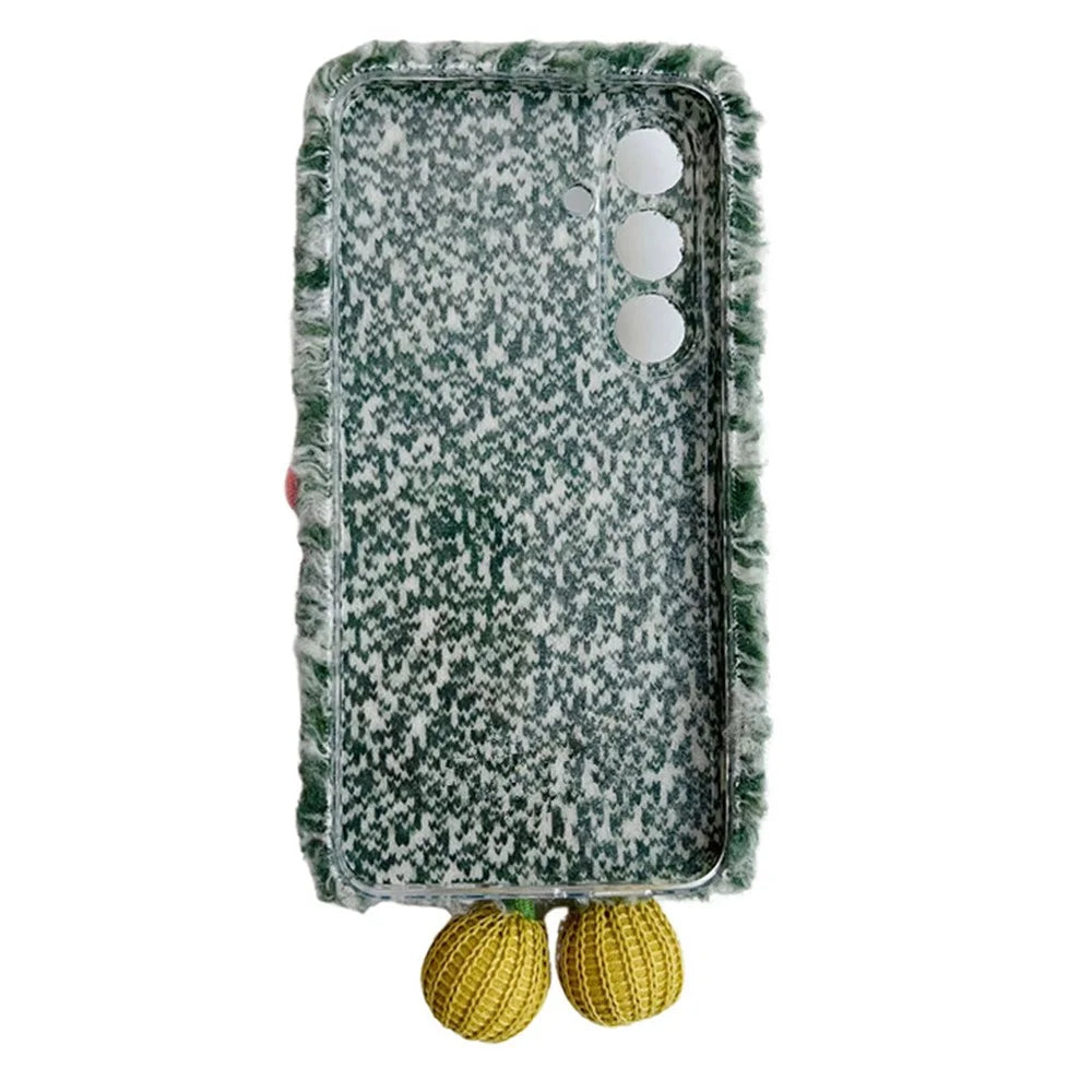 For Samsung Galaxy S25 FE Case Woven 3D Floral Plush TPU Protective Cover - Blue - 2
