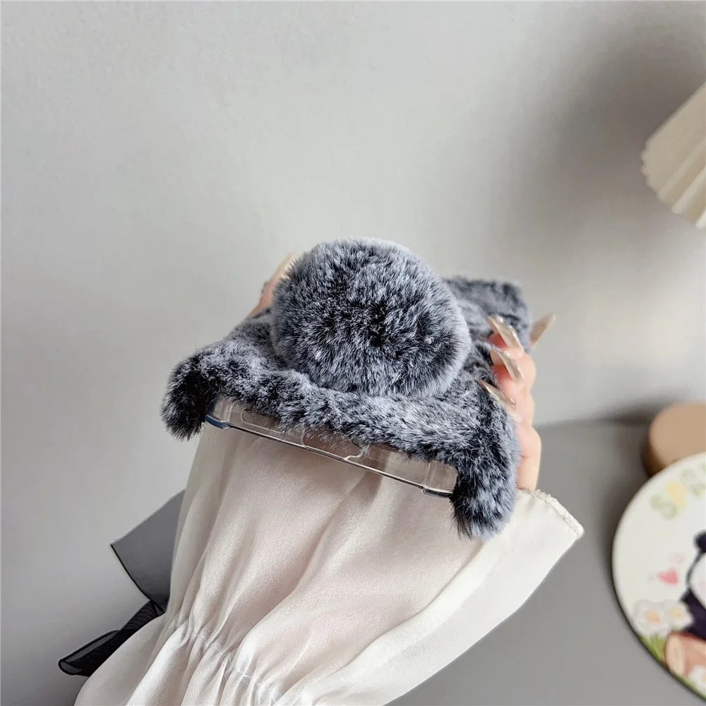 For Samsung Galaxy A18 5G / A18 4G / A17 5G / A17 4G Case Plush Cute Bunny Winter Fluffy TPU Phone Cover - Pink - 4
