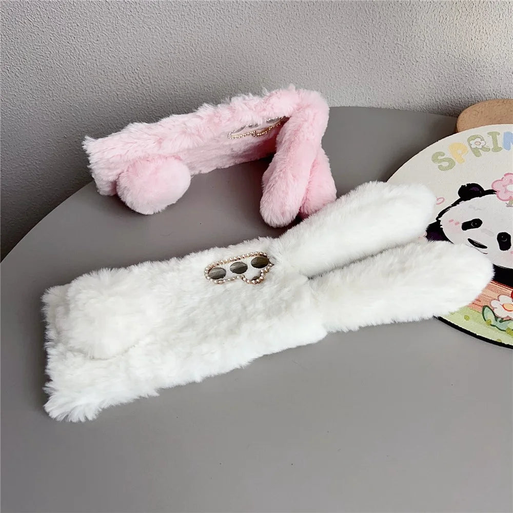 For Samsung Galaxy A18 5G / A18 4G / A17 5G / A17 4G Case Plush Cute Bunny Winter Fluffy TPU Phone Cover - Pink - 6