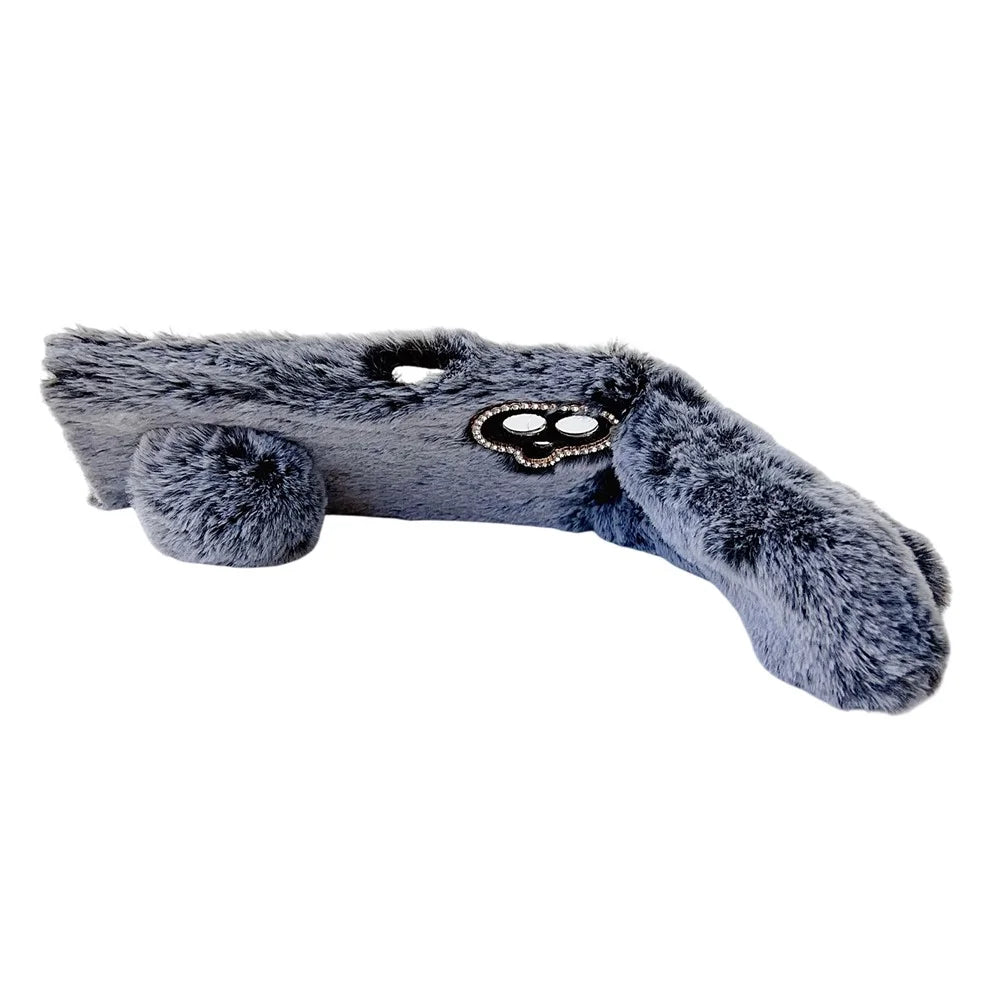 For Samsung Galaxy A08 5G / A08 4G / A07 4G Case Plush Cute Bunny Winter Fluffy TPU Phone Cover - Dark Grey - 5
