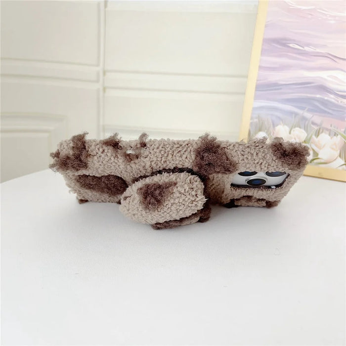 For iPhone 17 Pro Max Case 3D Heart Plush TPU Winter Warm Soft TPU Phone Cover - Blue - 3