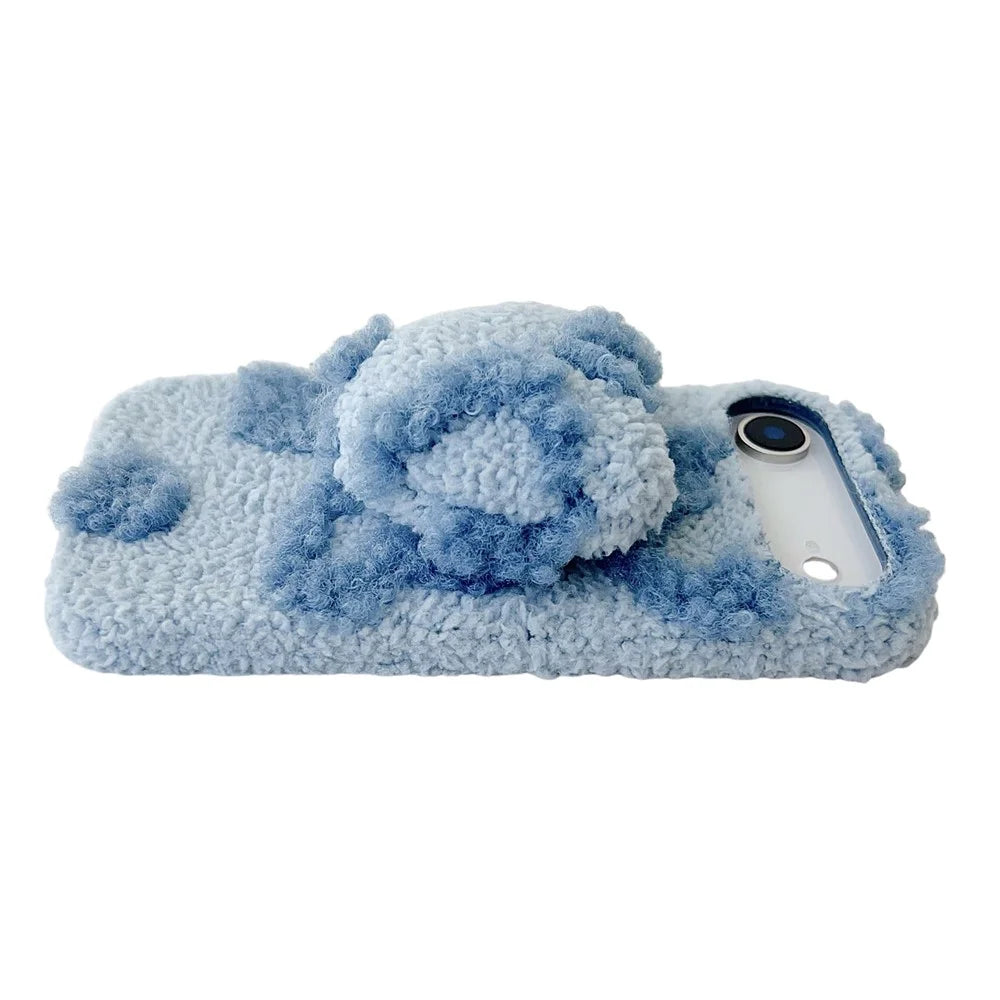 For iPhone Air Case 3D Heart Plush TPU Winter Warm Soft TPU Phone Cover - Blue - 2