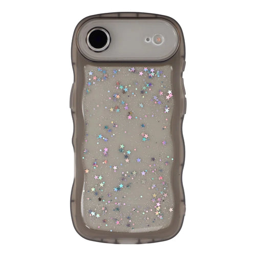 For iPhone Air Case Wavy Edge Epoxy TPU Shockproof Phone Cover - Transparent Black - 1