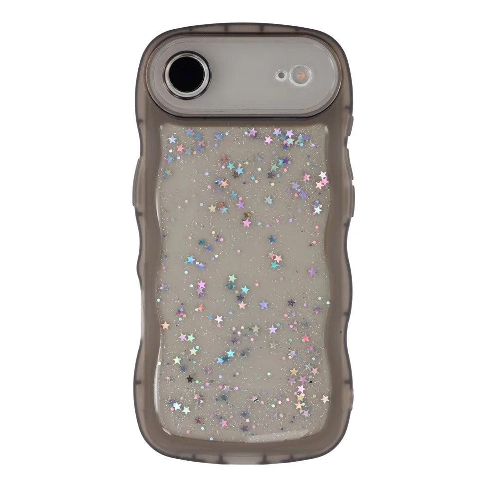 For iPhone Air Case Wavy Edge Epoxy TPU Shockproof Phone Cover - Transparent Black - 1