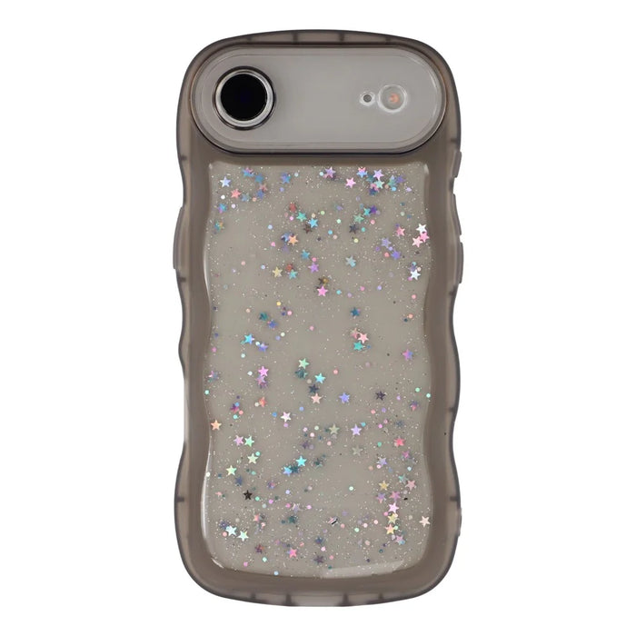 For iPhone Air Case Wavy Edge Epoxy TPU Shockproof Phone Cover - Transparent Black - 1