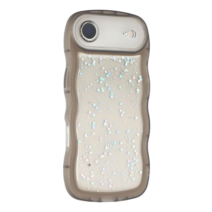 For iPhone Air Case Wavy Edge Epoxy TPU Shockproof Phone Cover - Transparent Black - 3