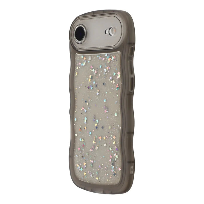 For iPhone Air Case Wavy Edge Epoxy TPU Shockproof Phone Cover - Transparent Black - 4