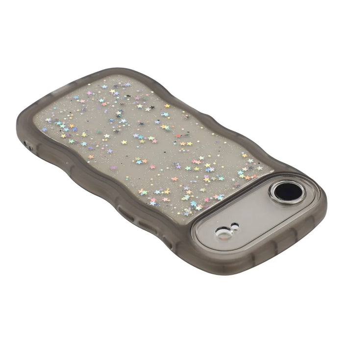 For iPhone Air Case Wavy Edge Epoxy TPU Shockproof Phone Cover - Transparent Black - 5