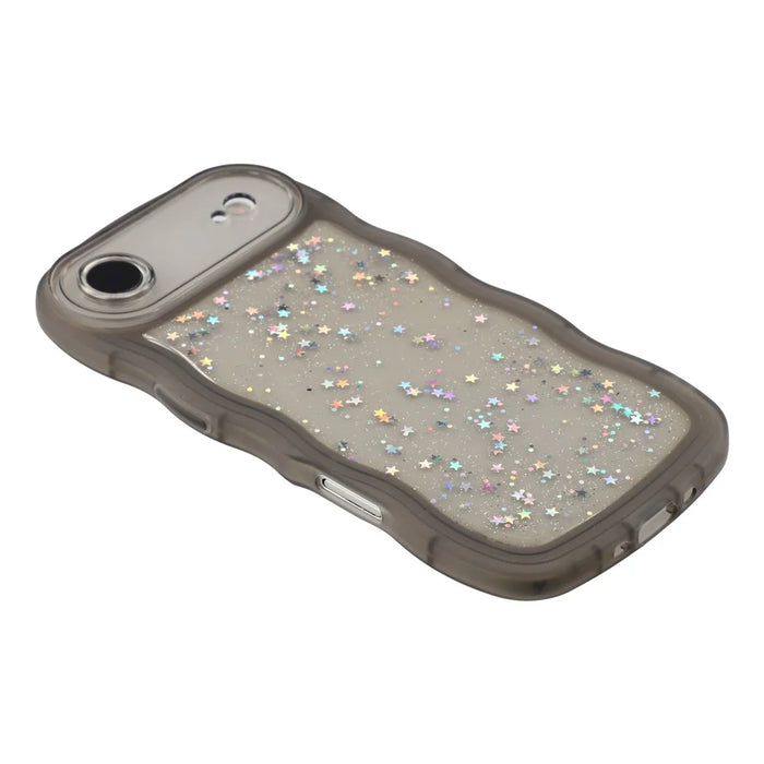 For iPhone Air Case Wavy Edge Epoxy TPU Shockproof Phone Cover - Transparent Black - 6