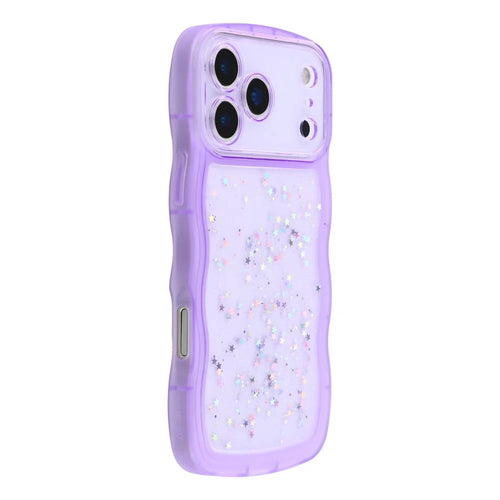 For iPhone 17 Pro Max Case Wavy Edge Epoxy TPU Shockproof Phone Cover - Transparent Purple - 1