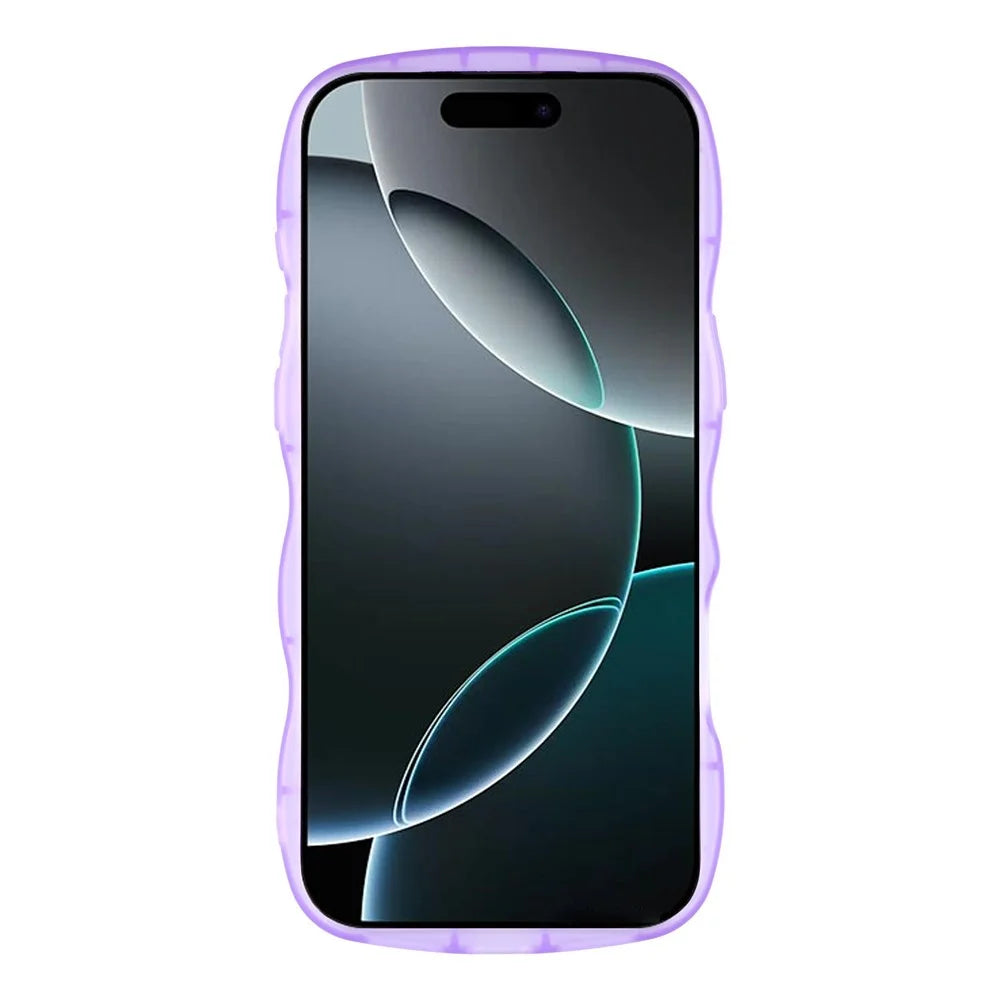 For iPhone 17 Pro Case Wavy Edge Epoxy TPU Shockproof Phone Cover - Transparent Purple - 2