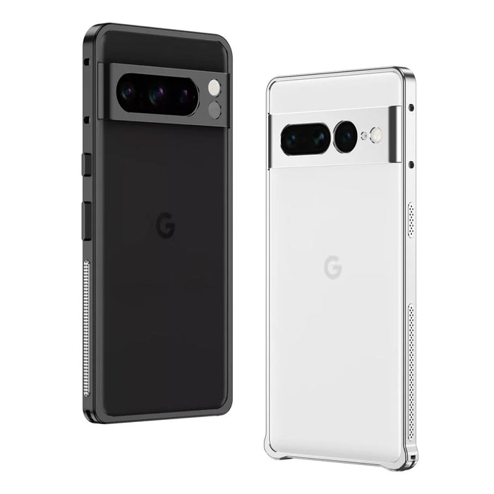 For Google Pixel 7 Pro 5G Bumper Cases Metal Frame Heat Dissipation Cover with Lens Protector - Silver - 3
