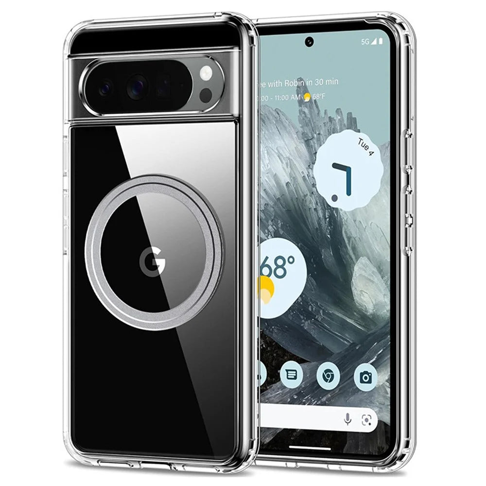 For Google Pixel 10 Pro XL Phone Magnetic Case TPU + PC Clear Back Cover - 1