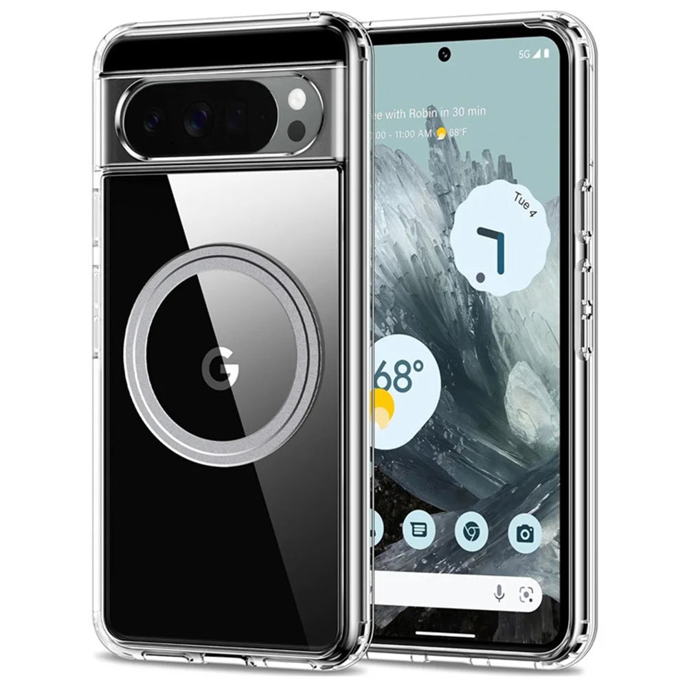 For Google Pixel 9 Pro XL Phone Magnetic Case TPU + PC Clear Back Cover - 1