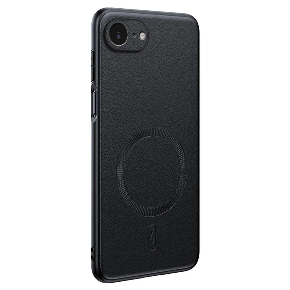 For iPhone 17e / 16e Case Compatible with MagSafe Leather Coated TPU + PC Phone Cover - Black - 1