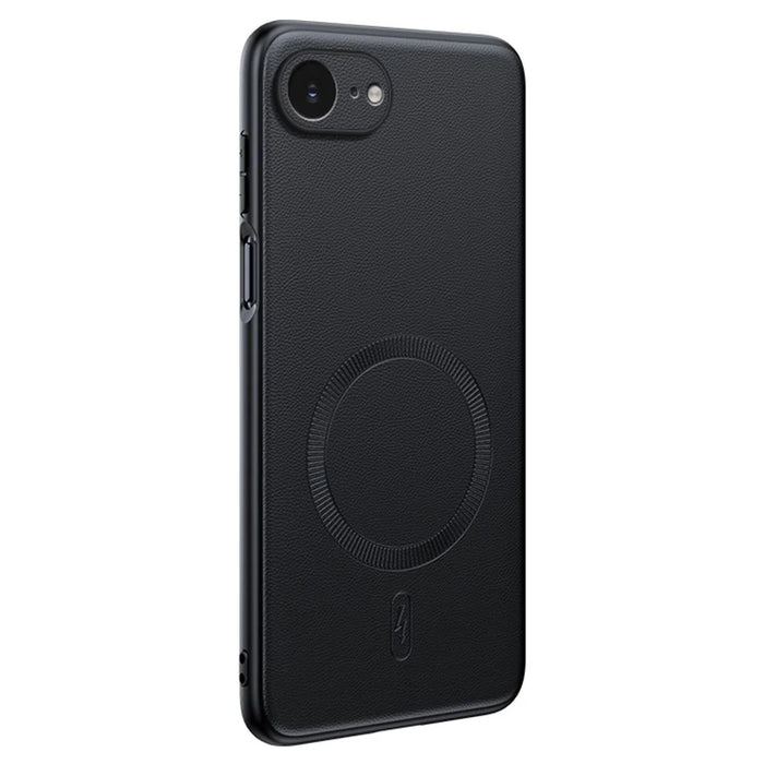 For iPhone 17e / 16e Case Compatible with MagSafe Leather Coated TPU + PC Phone Cover - Black - 1